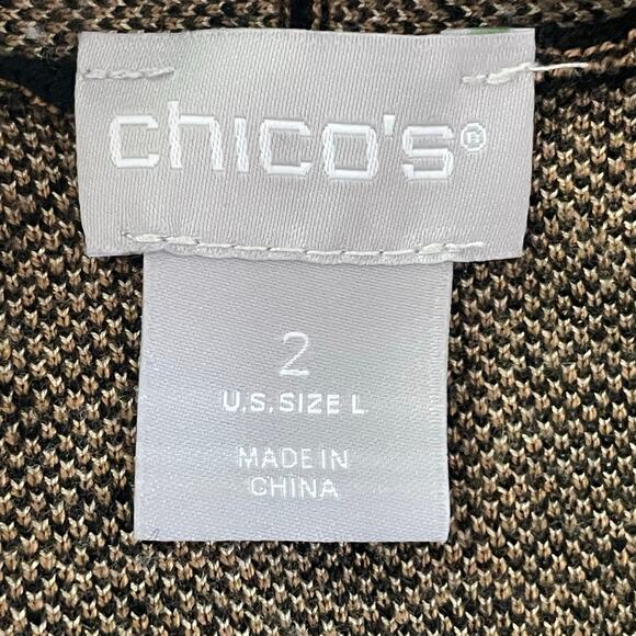 Chico's Animal Leopard Print Cardigan Sweater Size L Long Line Cozy Neutral Work - Picture 7 of 9